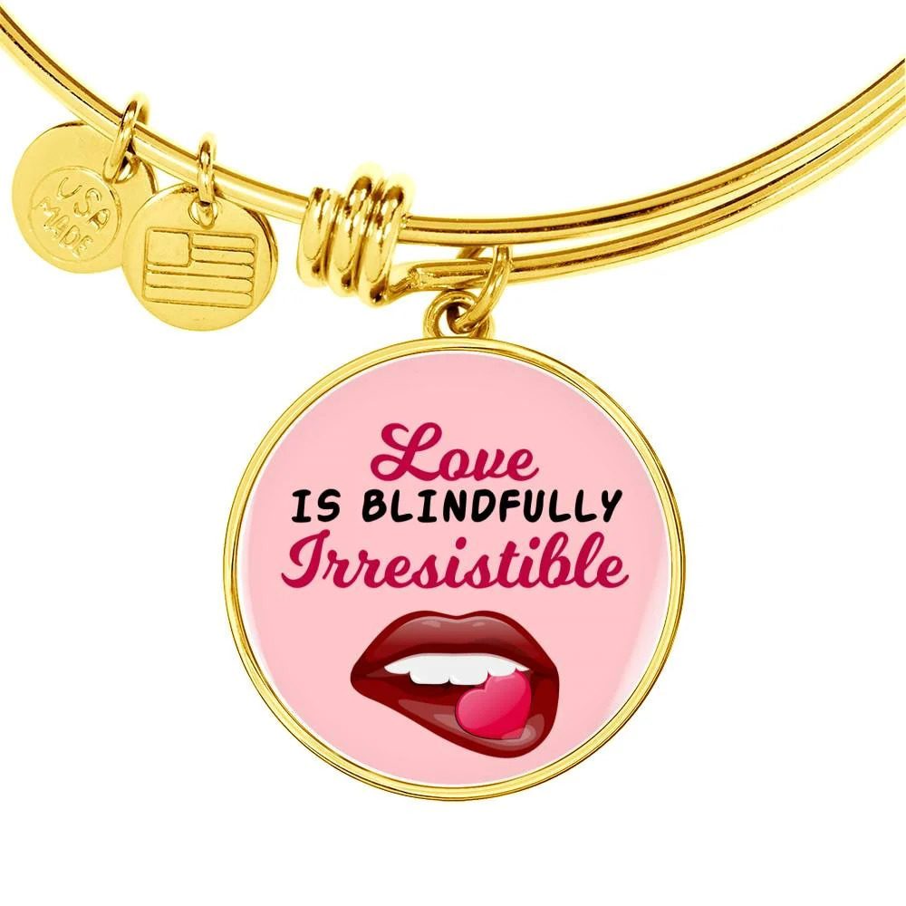 Love Message Love Is Blindfully Irresistible Personalized Engraved Gold Circle